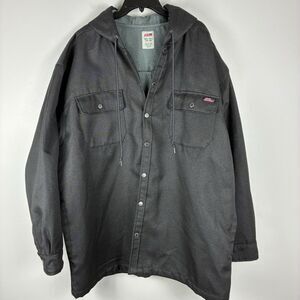 Dickies Mens Work Jacket Black Size 3XL Button Down Fleece Lined Heavy Duty